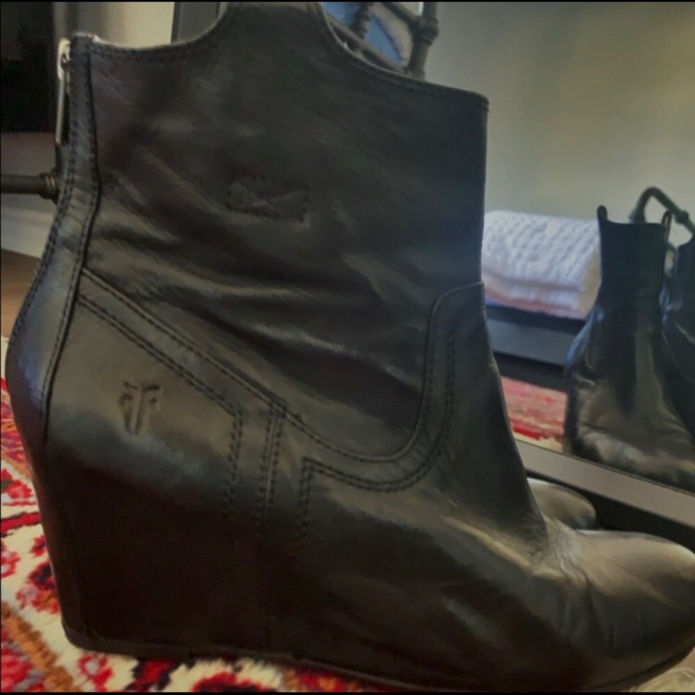 Frye Black Wedge Boots 8.5